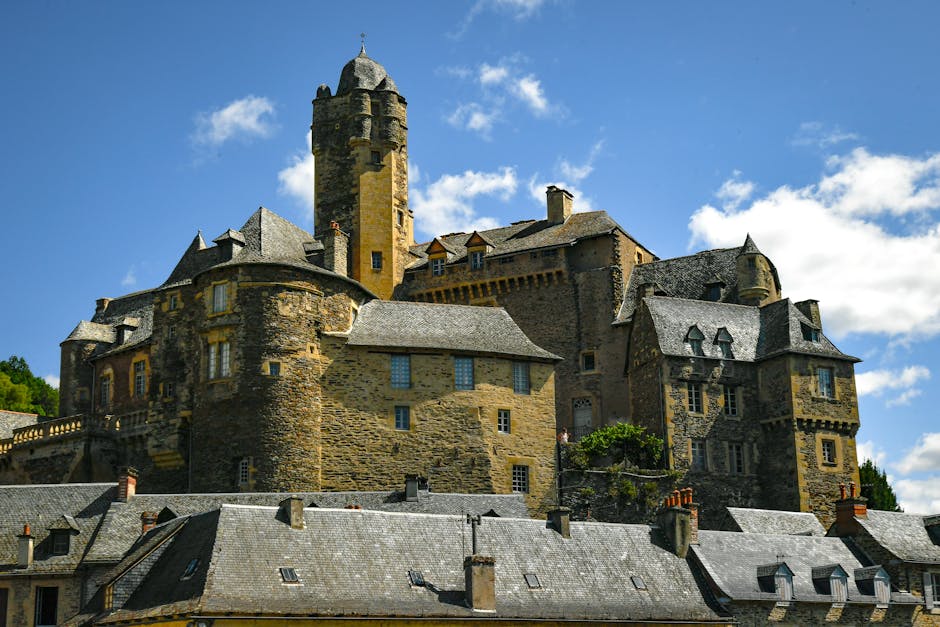 ancient medieval castle by a river in france