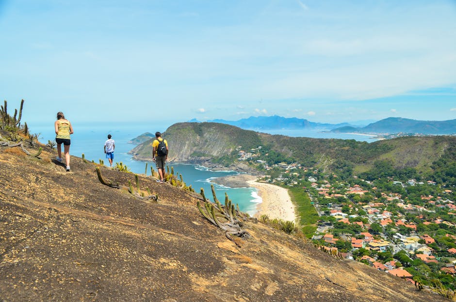 Backpackers at a vibrant Brazilian beach