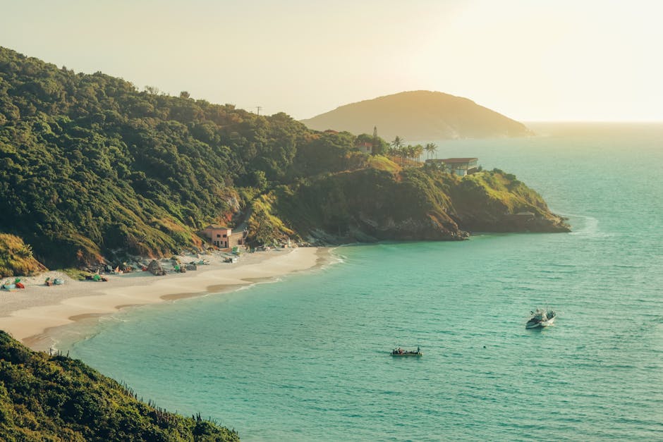 Beautiful Brazilian landscape with mountains and ocean