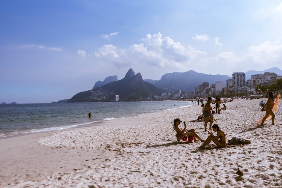 brazilian beach with tourists