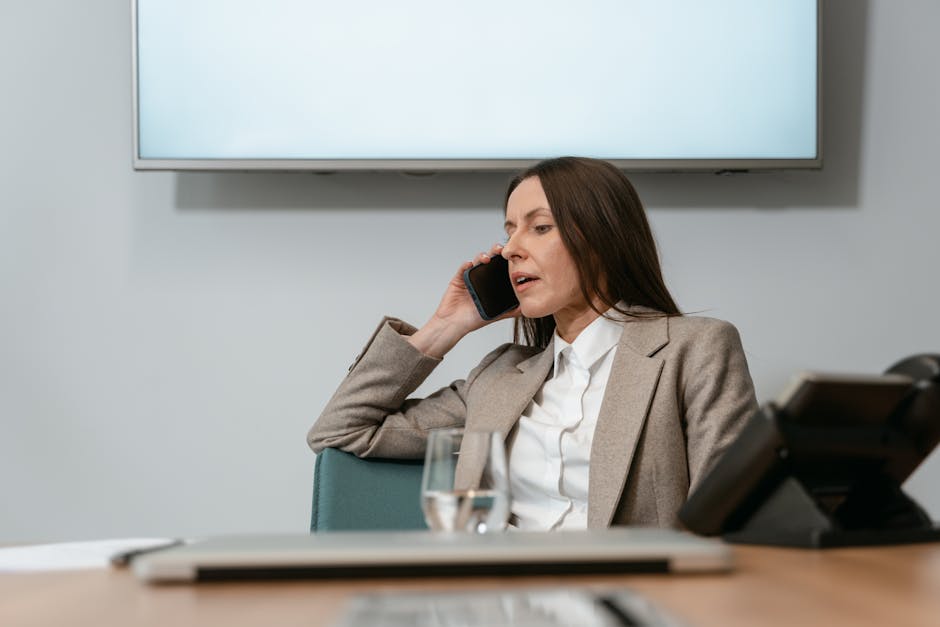 businesswoman talking to chatbot