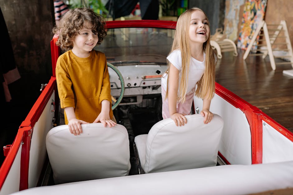 children playing travel games car