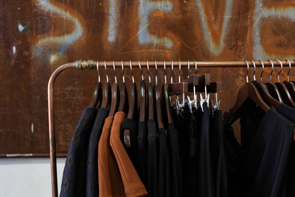 clothing racks in a modern and minimalist shop