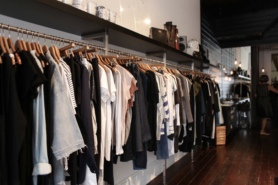 clothing store interior with diverse fashion items
