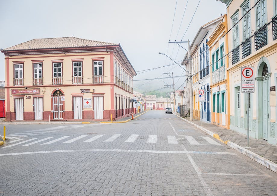 colorful colonial houses historic town