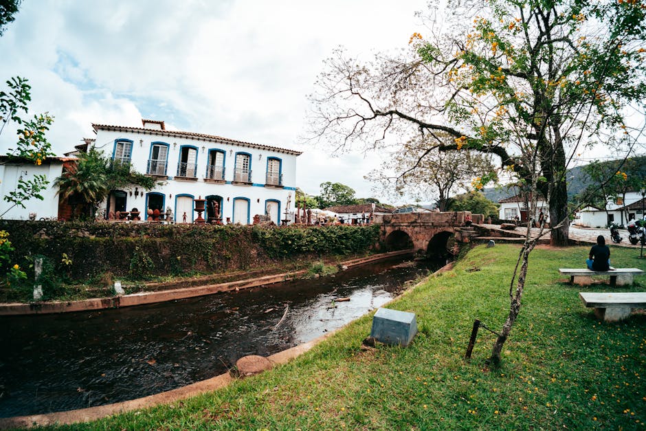 colorful colonial town river