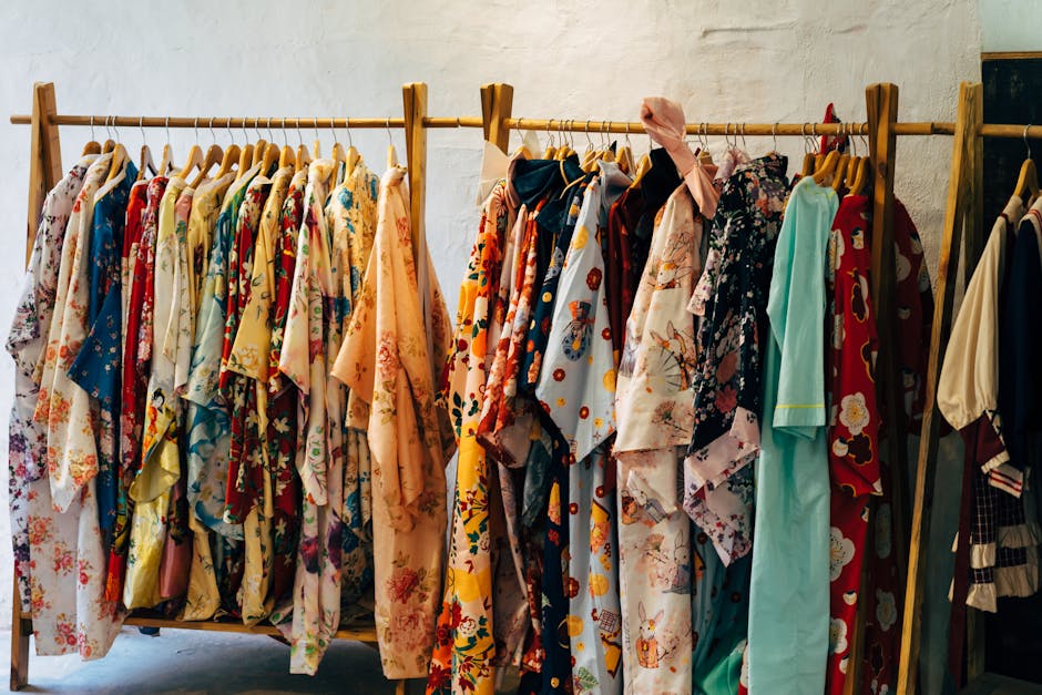 colorful dresses rack
