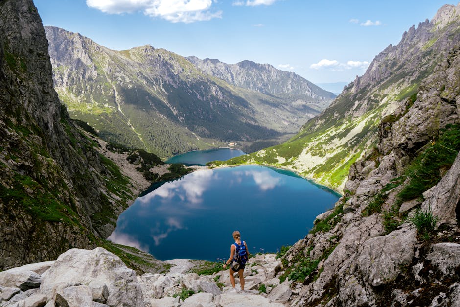 couple hiking in Polish Tatra mountains