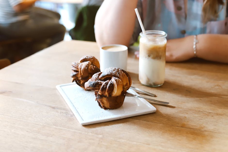 Cozy cafe interior with traditional German pastries