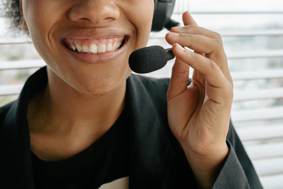 customer service agent smiling