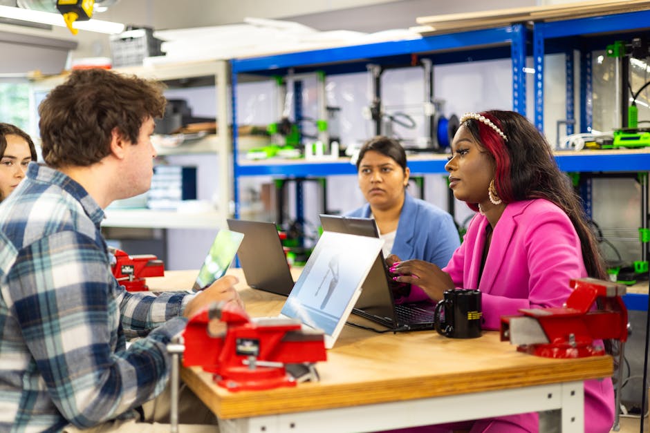 diverse team collaborating on project with AI tools