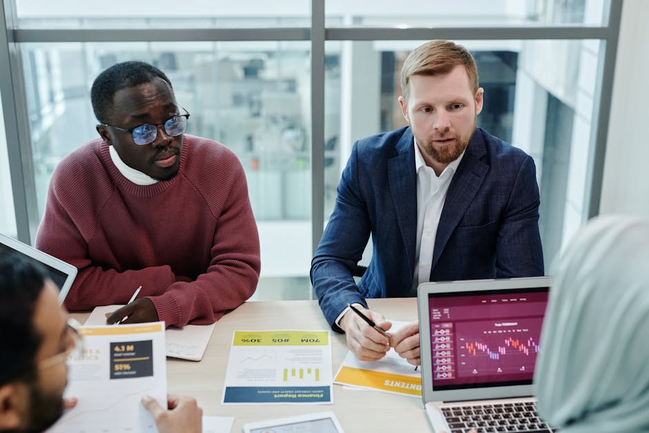 diverse team discussing data