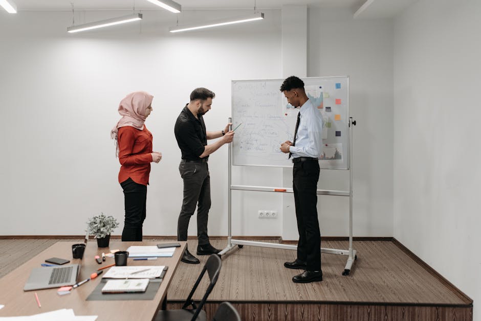diverse team working on AI project, office setting
