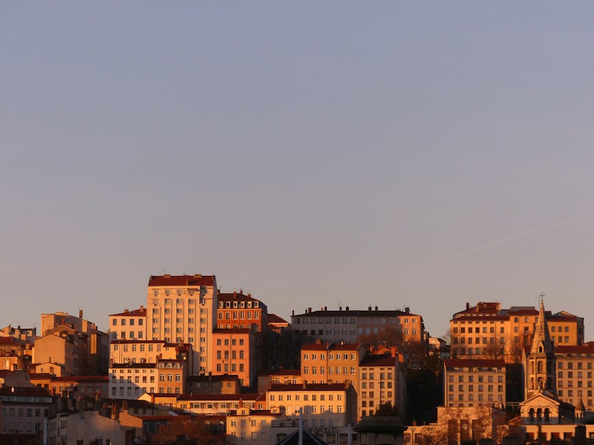 french cityscape at sunset