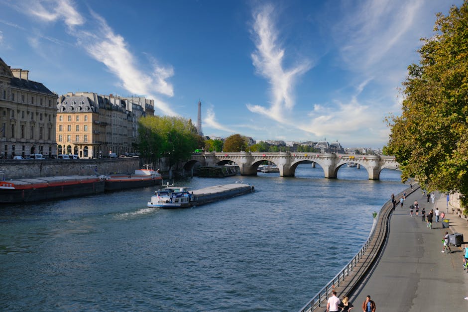 french woman walking by seine