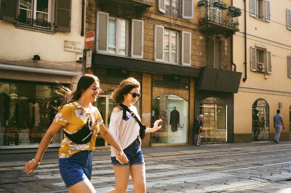 friends walking street fashion