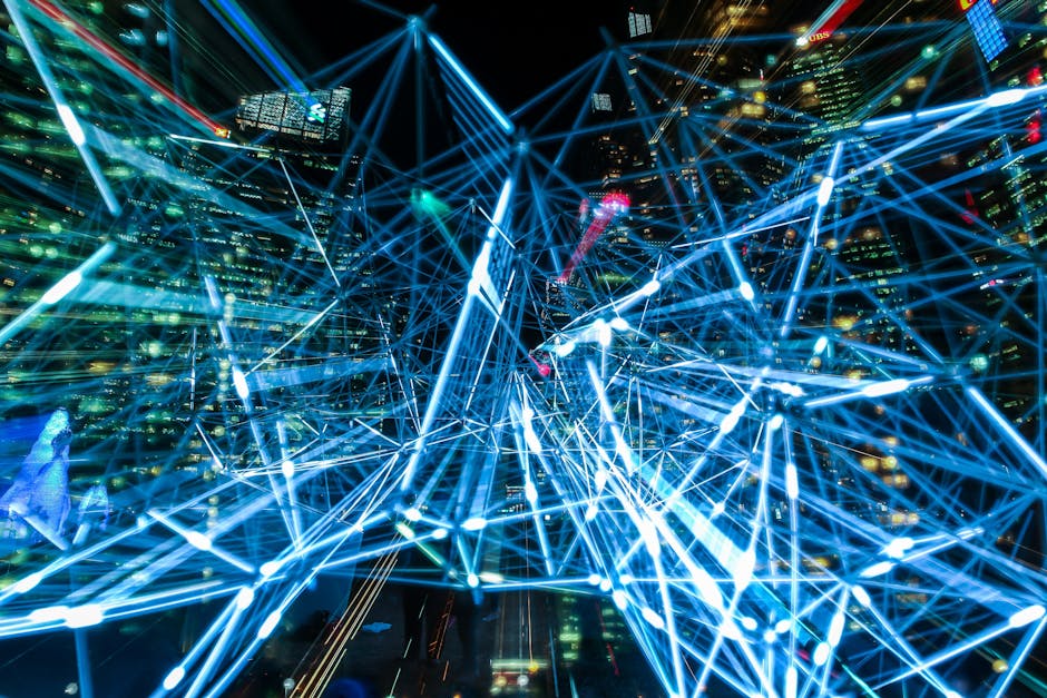 futuristic city skyline with data overlay