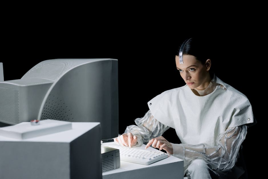 futuristic office in France with AI interface