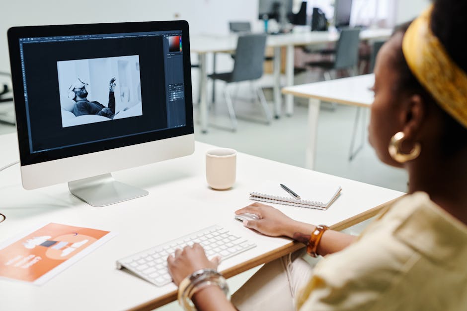 Graphic designer using AI to generate unique images for a blog