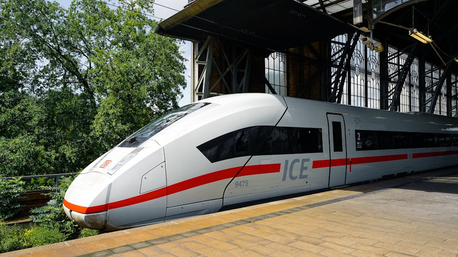 High-speed train arriving at a modern German station