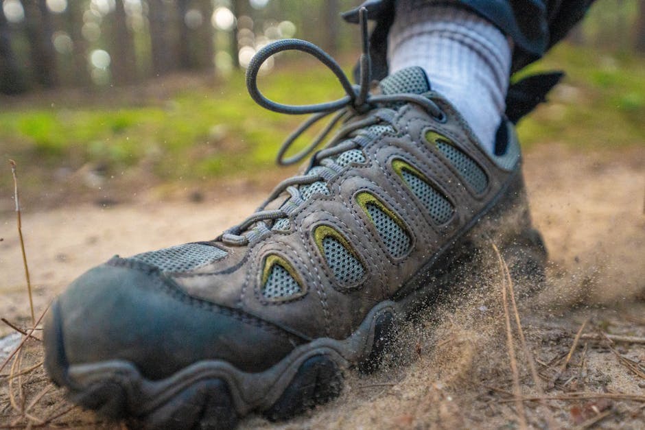 hiking boots on mountain trail