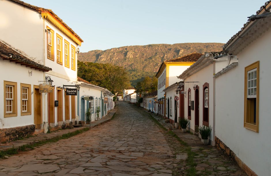 historic colorful village street in Brazil