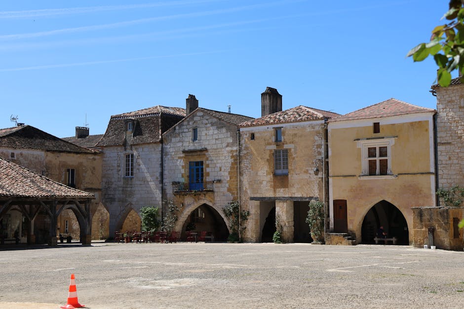 historic French town square cafes