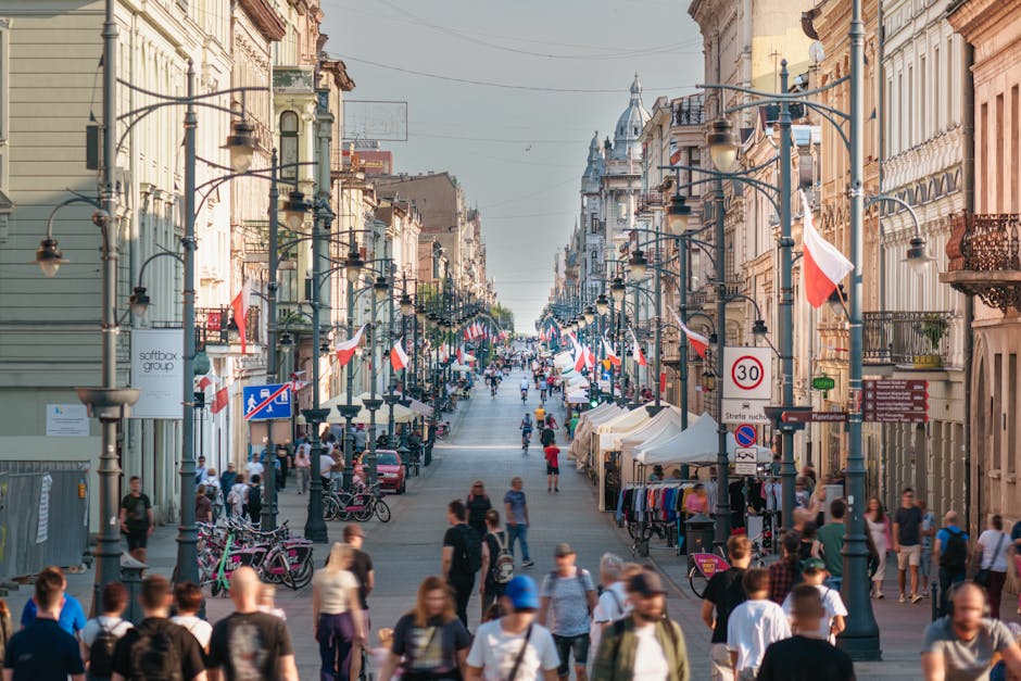 historic polish town street without crowds