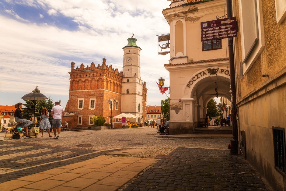 historical town square sandomierz poland