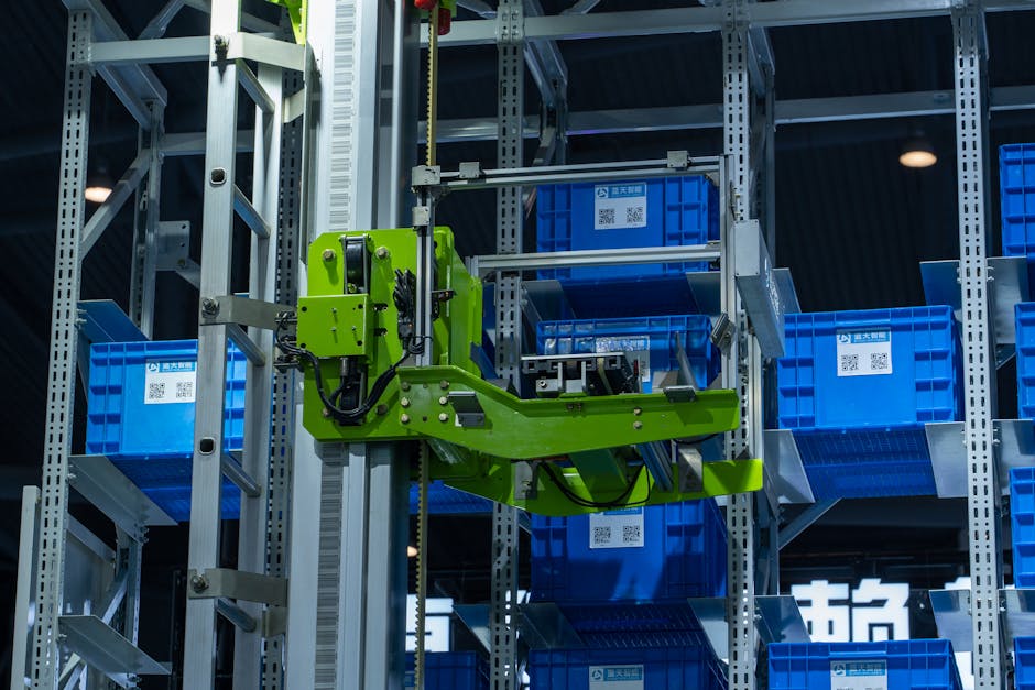 logistics warehouse with automated robots