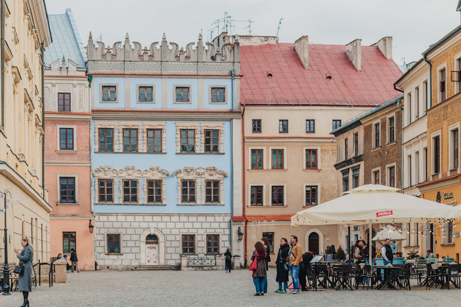 Lublin Old Town colorful buildings