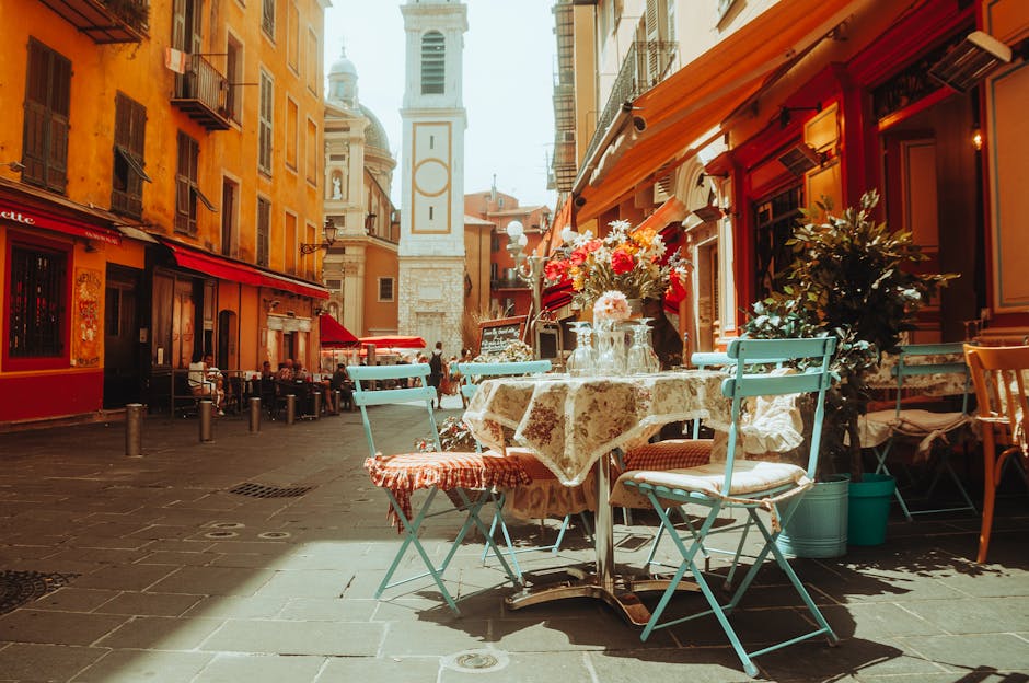 man relaxing cafe terrace nice summer