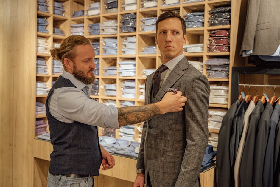 men's clothing store interior with suits