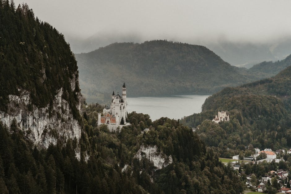 Neuschwanstein Castle foggy morning