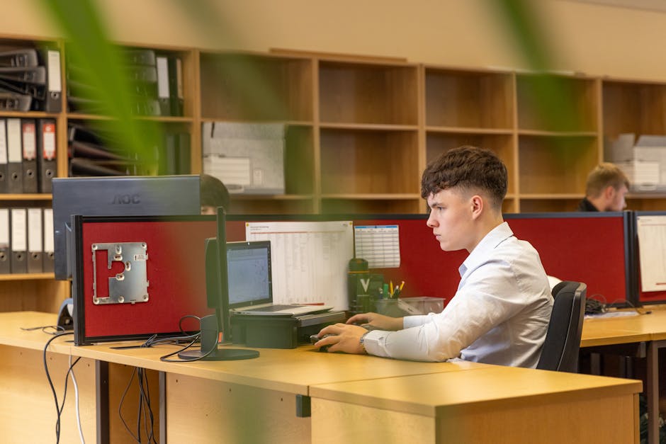 office worker concentrating