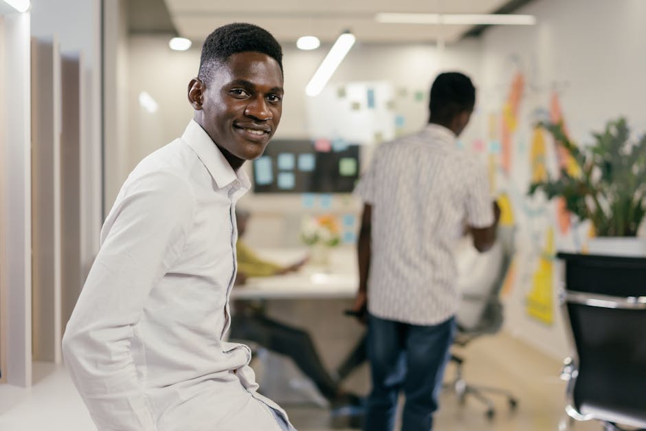 office worker smiling