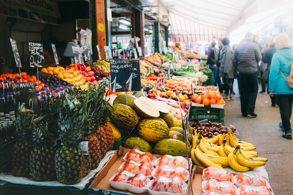 Outdoor market vibrant food
