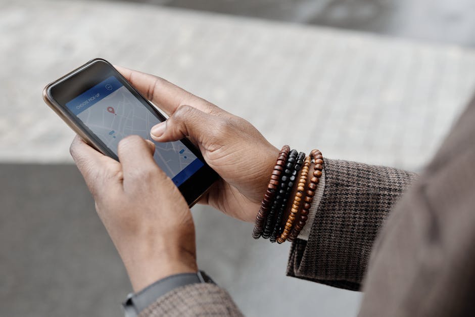 person looking at map on phone