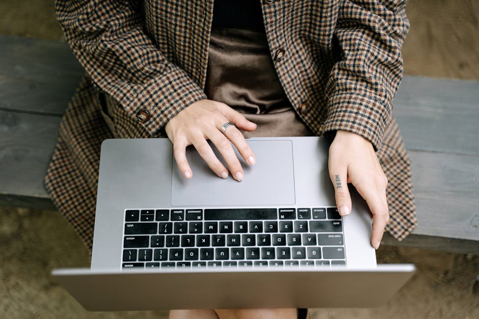 person using laptop