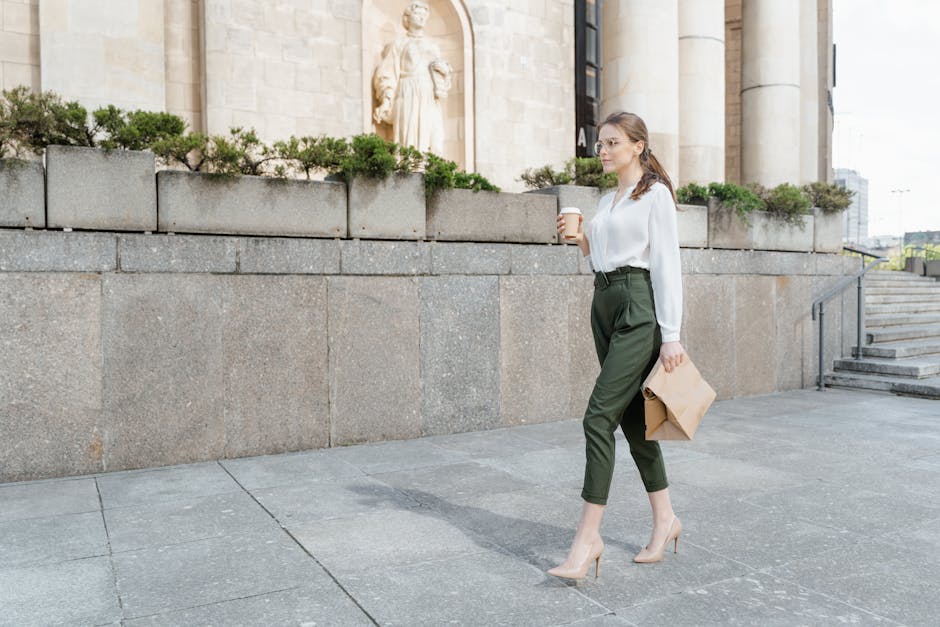 professional woman in office and casual outfit comparison