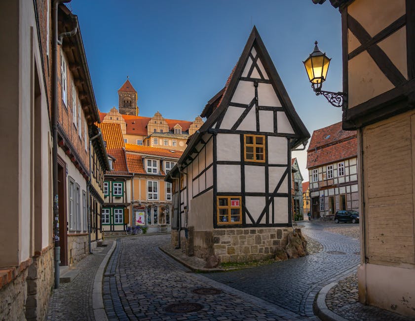 Quedlinburg old town cobblestone street