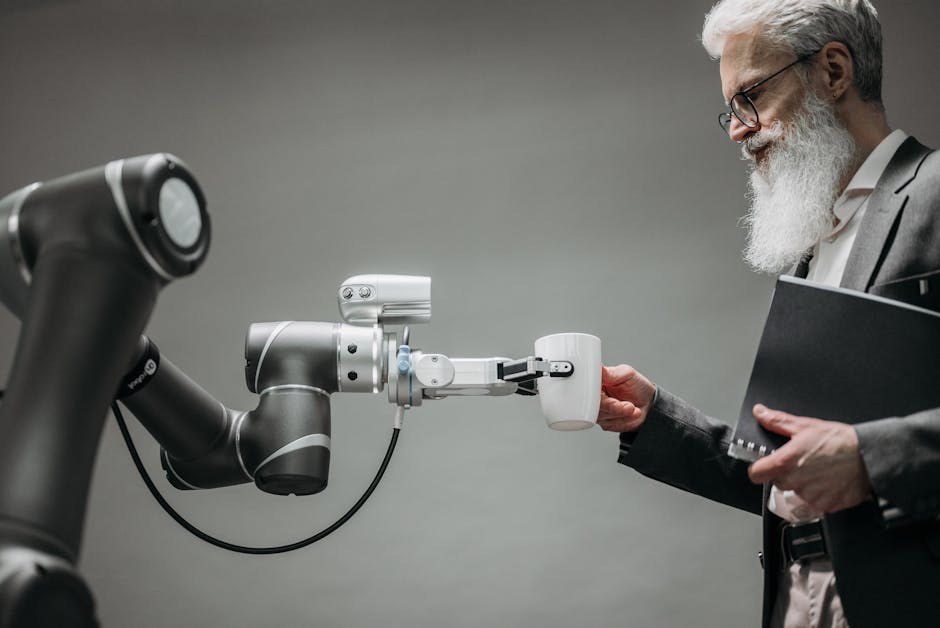 robot arm holding lightbulb