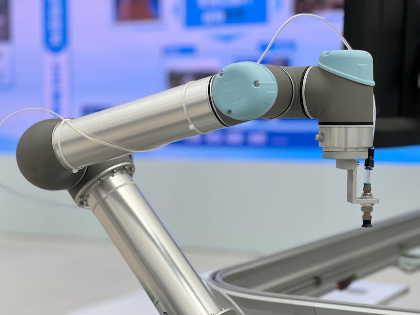 robot arm working in a modern office environment