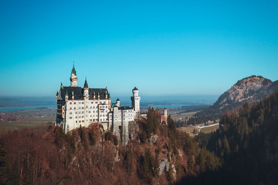 Scenic Bavarian landscape with castle