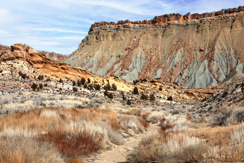 Scenic hiking trail sandstone cliffs