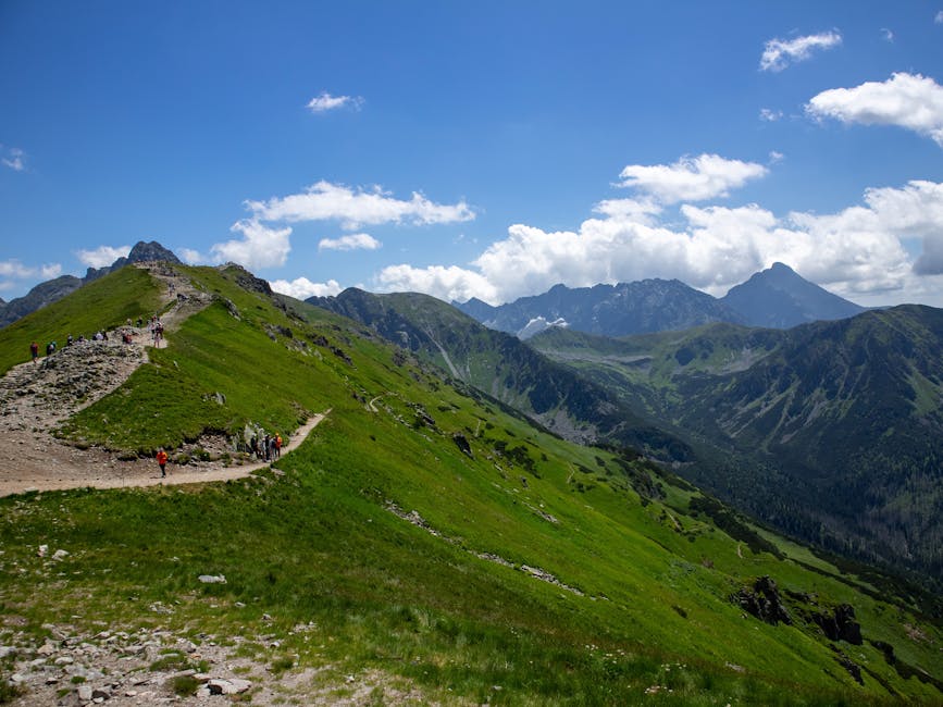 Scenic mountain hiking trail in Poland