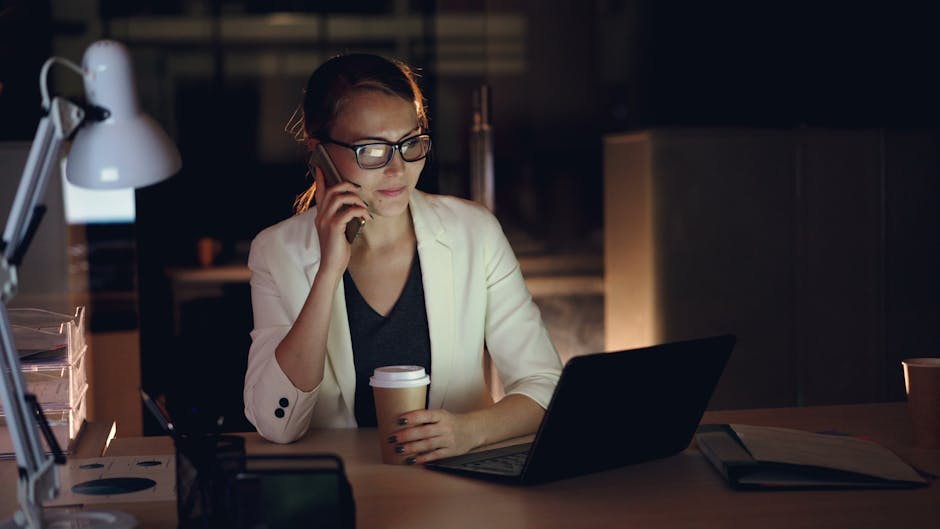 small business owner working late