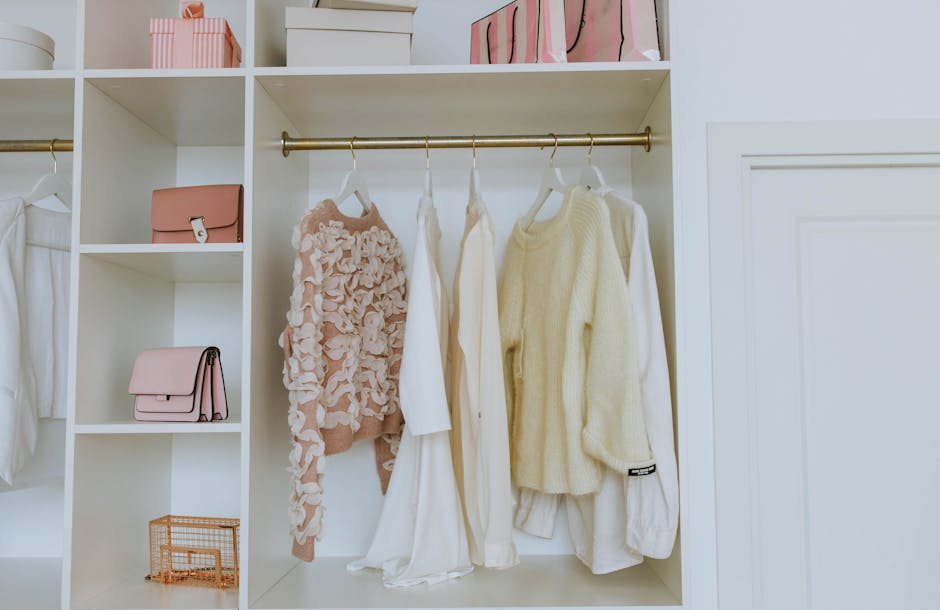 stylish clothes hanging closet
