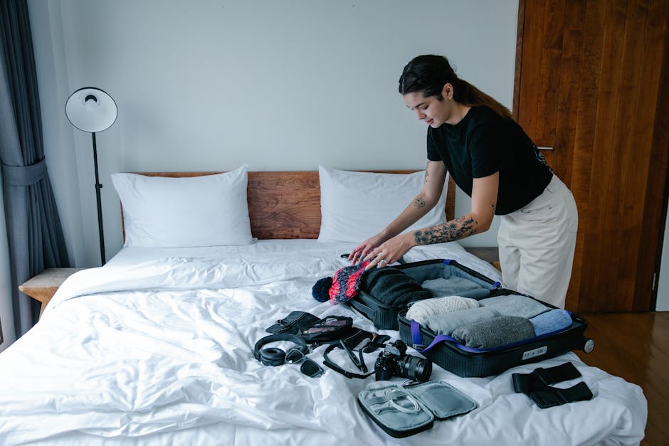 suitcase on bed