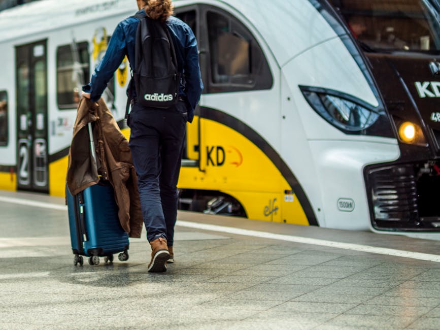 suitcase on train